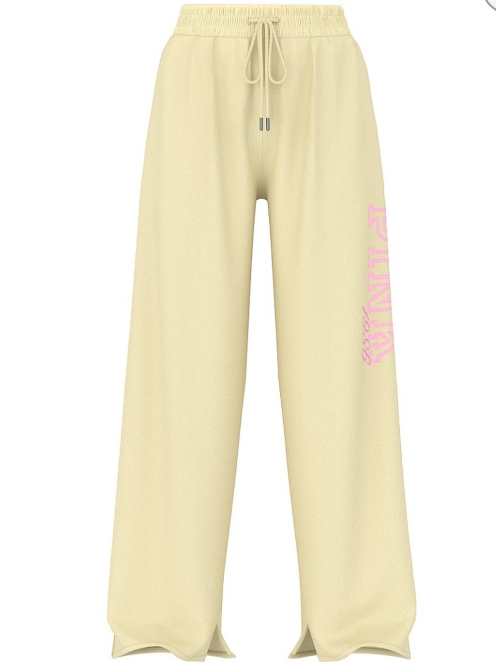 Pink Republic Wide-Leg Drawstring Sweatpants - Light Yellow